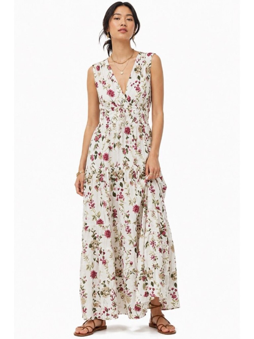 MEADOW RHODES maxi dress floral LARGE cottagecore prairie cotton feminine retro